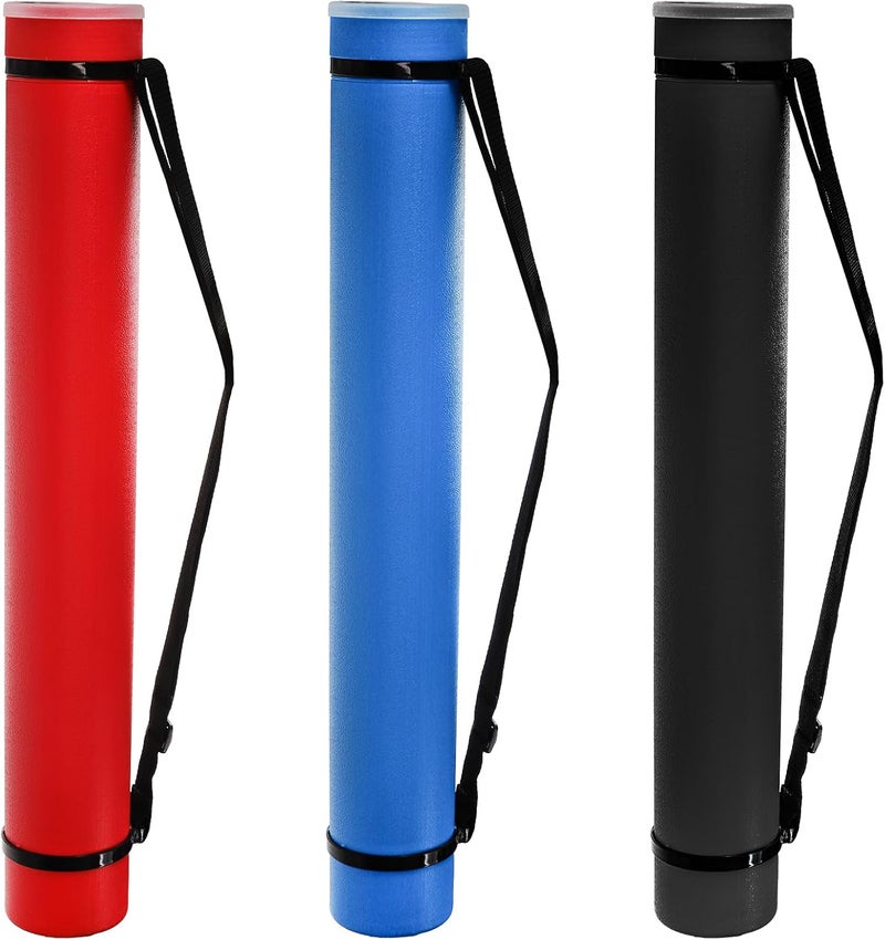 Eorbow 3 Packs Extendable Poster Tube, 25" to 42.5" Waterproof Blueprint Holder with Strap, Portable Telescoping Carrying Case with Lid for Maps, Art and Drawings, Round Storage Container for Document - Image 1